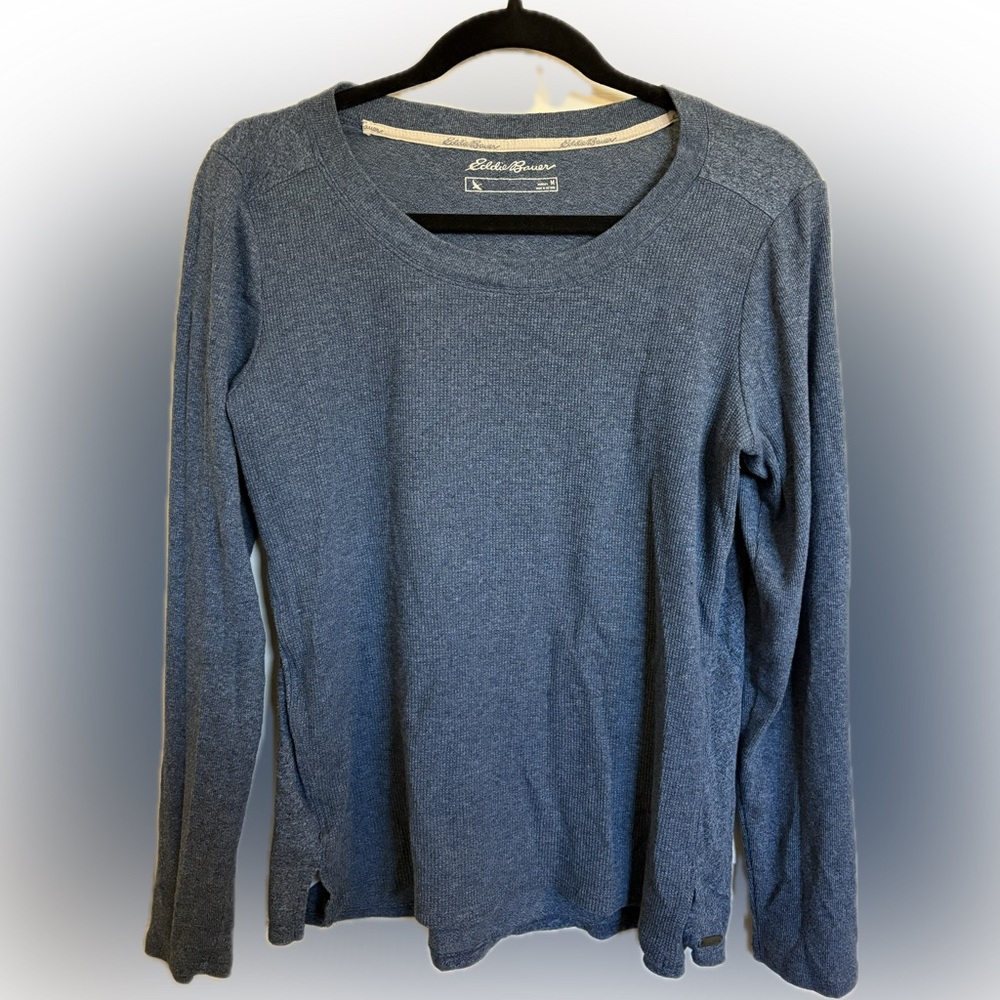 Eddie Bauer Women's Heathered Blue Crew Neck Shirt